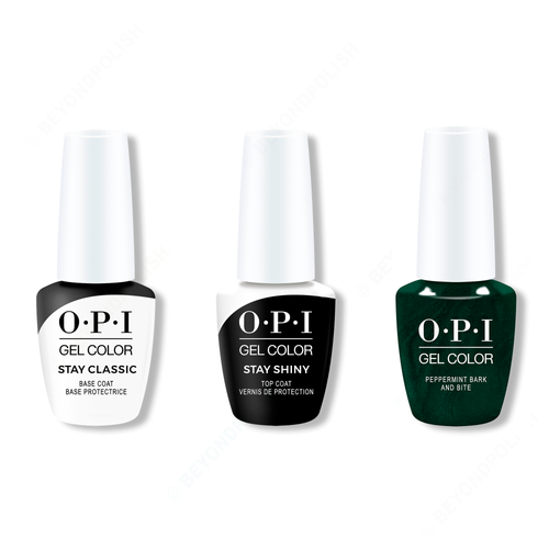 OPI - GelColor Combo - Stay Classic Base, Shiny Top & Peppermint Bark and Bite - Gel Polish - Nail Polish at Beyond Polish