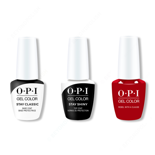 OPI - GelColor Combo - Stay Classic Base, Shiny Top & Rebel With A Clause - Gel Polish - Nail Polish at Beyond Polish